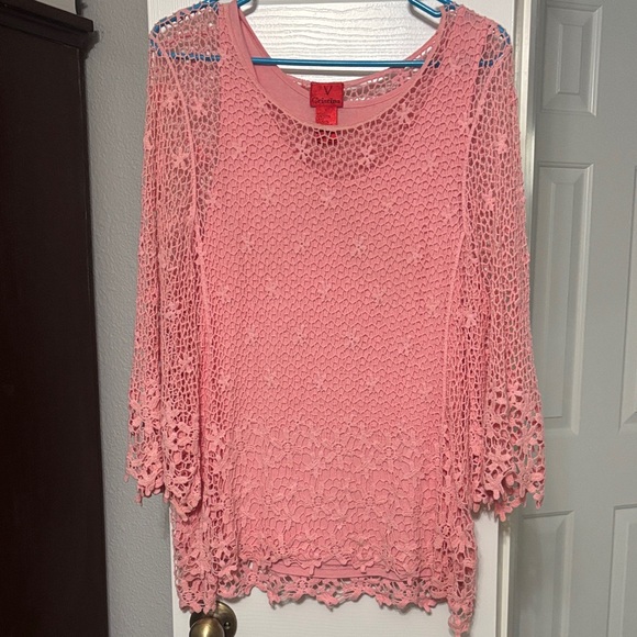 Chic Pink Lace Blouse for Women - Picture 1 of 1